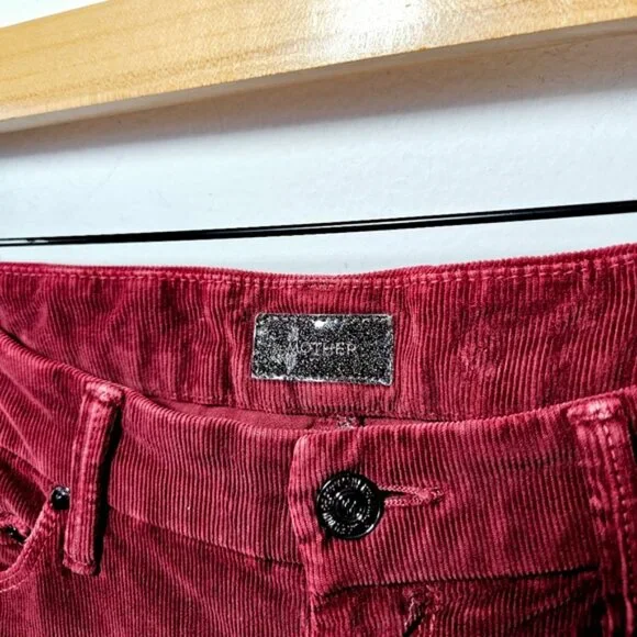 Mother The Looker Corduroy Jeans Size 28 Burgundy EUC - Picture 3 of 4